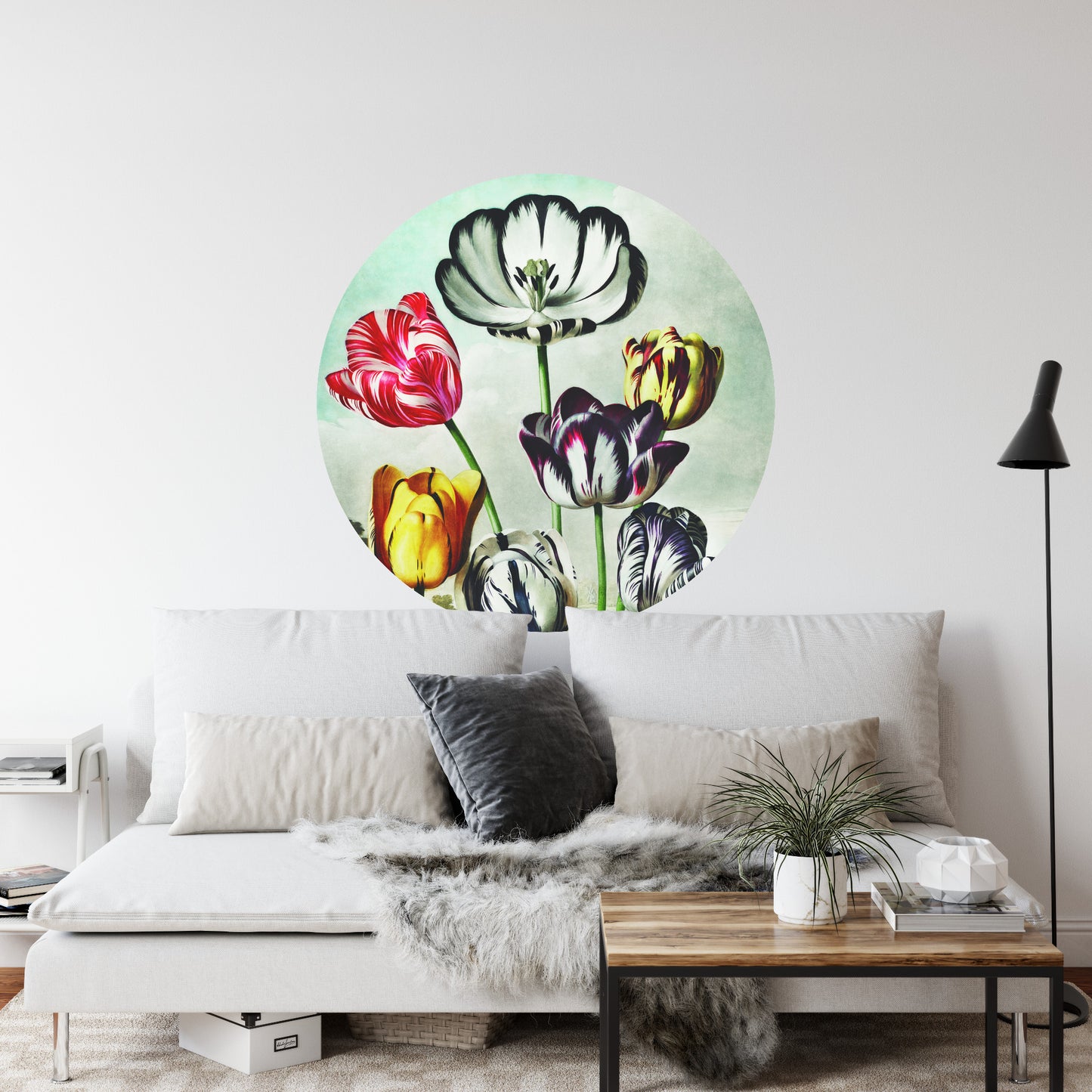 Circular Mural Tulips