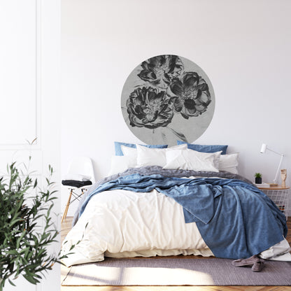 Circular Mural Dark Blooms In Negative