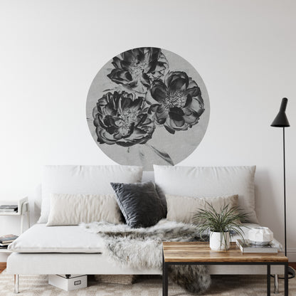 Circular Mural Dark Blooms In Negative