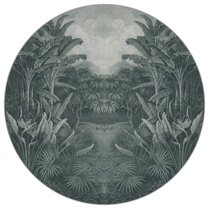 Circular Mural Jungle Noir