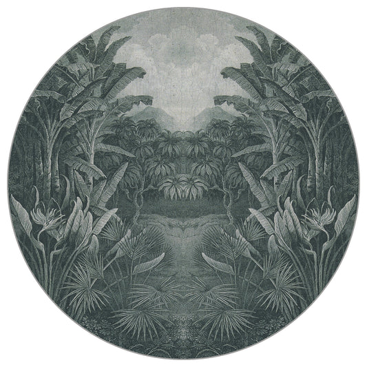 Circular Mural Jungle Noir