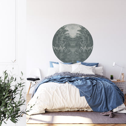Circular Mural Jungle Noir