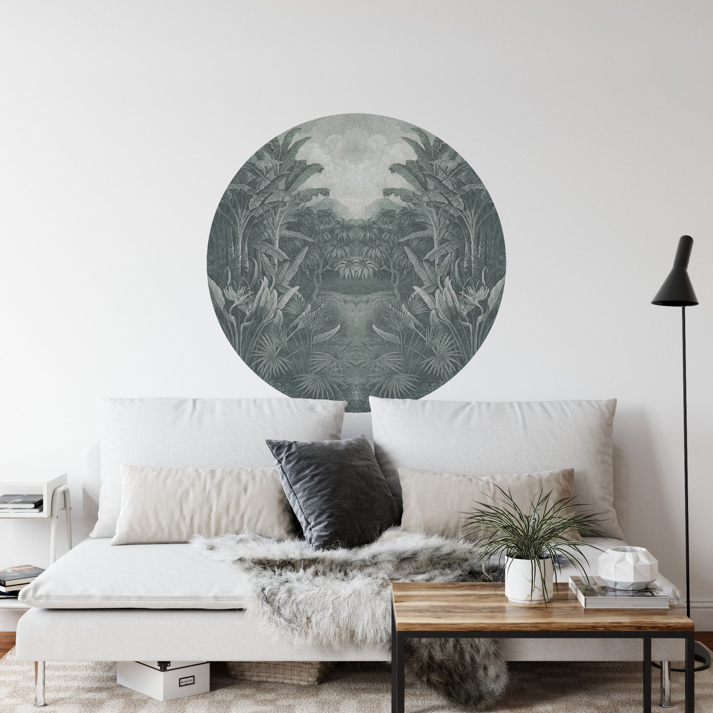 Circular Mural Jungle Noir