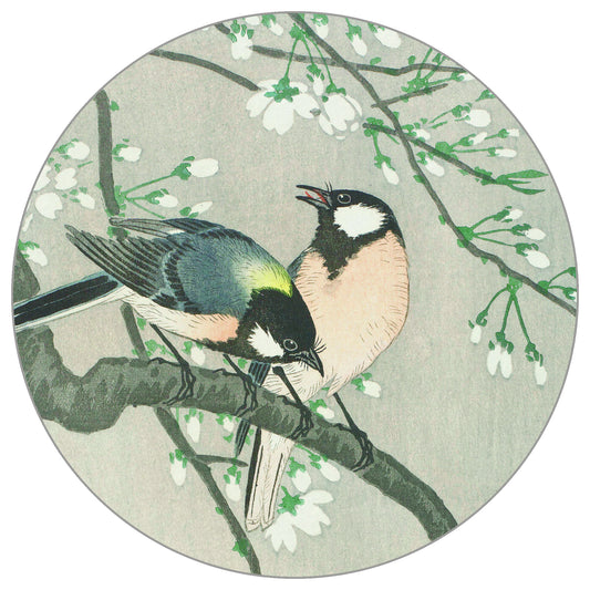 Circular Mural Silk Birds