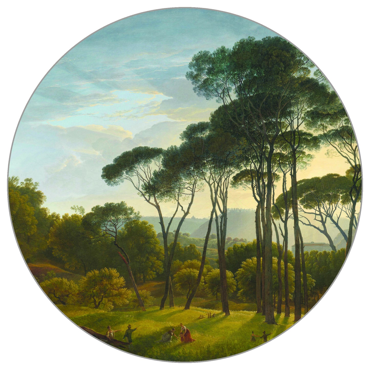 Circular Mural Italian Landscape With Umbrella Pines