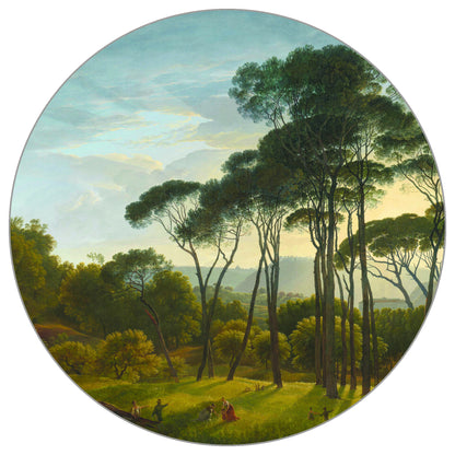 Circular Mural Italian Landscape With Umbrella Pines