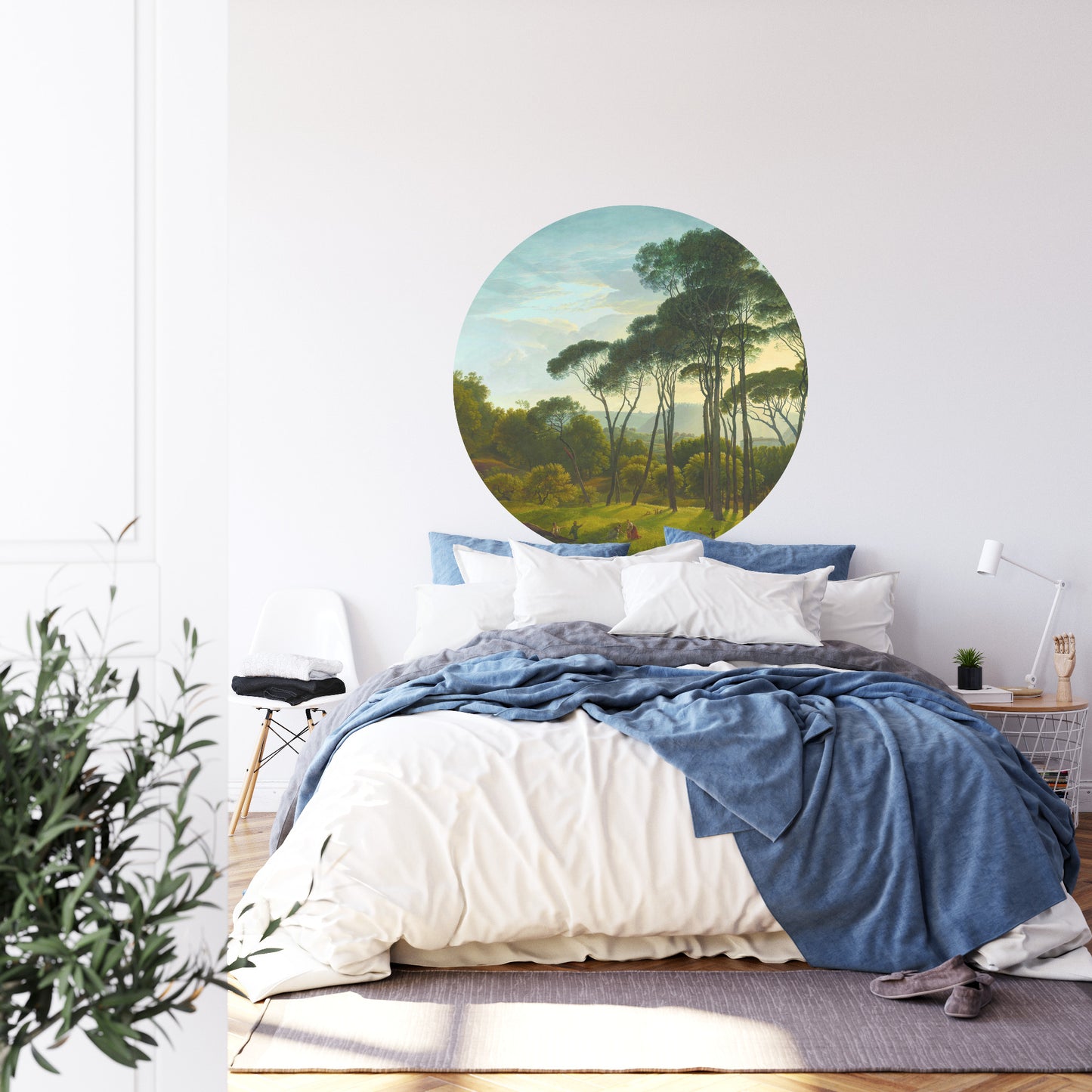 Circular Mural Italian Landscape With Umbrella Pines