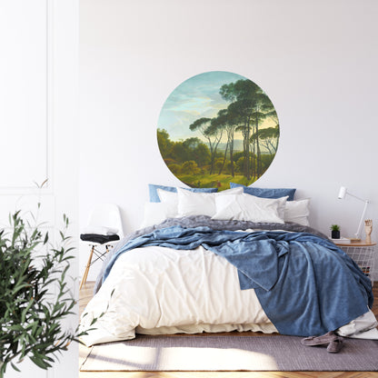 Circular Mural Italian Landscape With Umbrella Pines