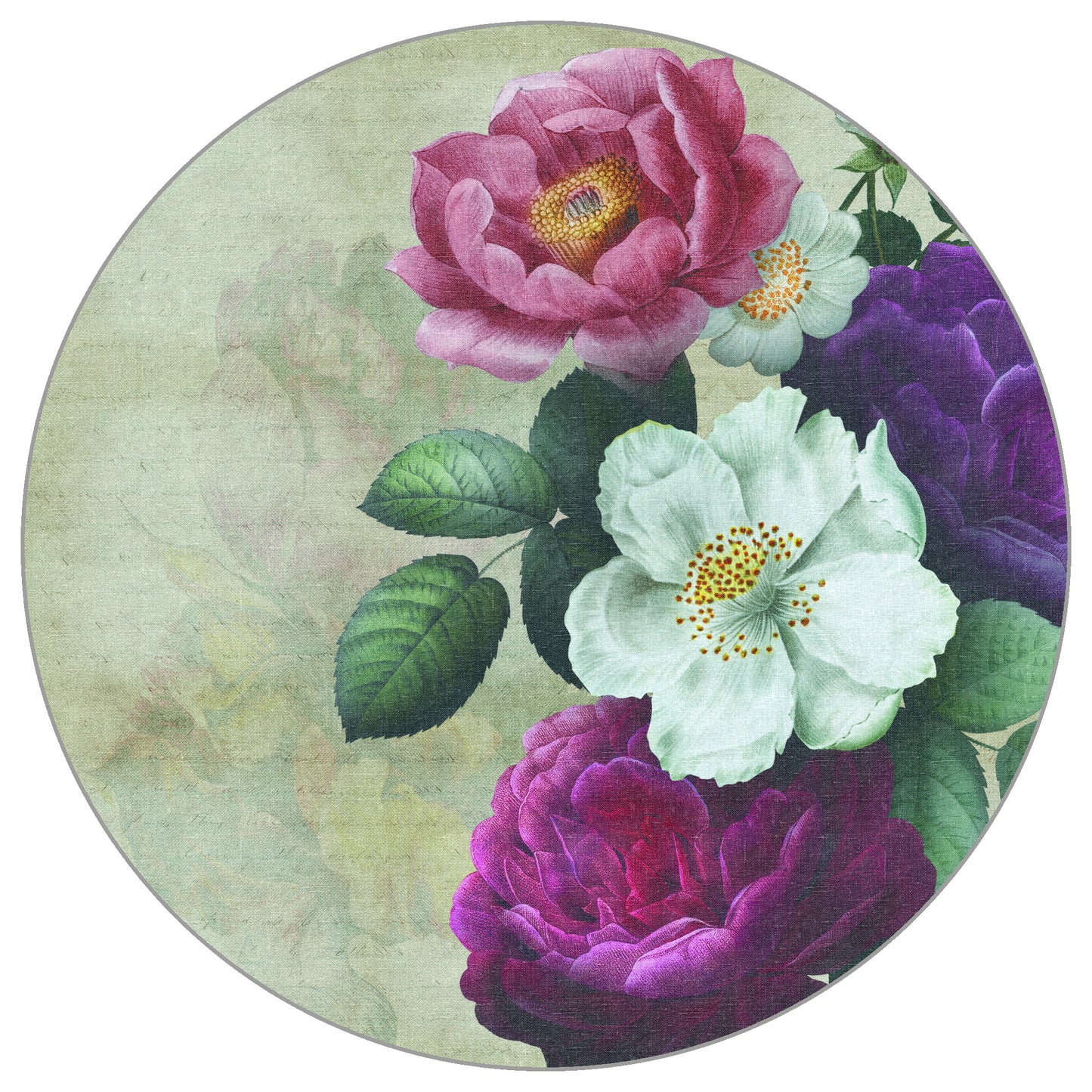 Circular Mural Vintage Botanicals V