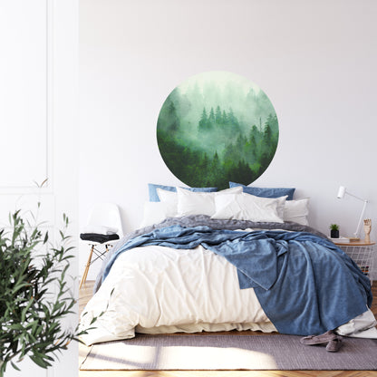 Circular Mural Forest Serenity
