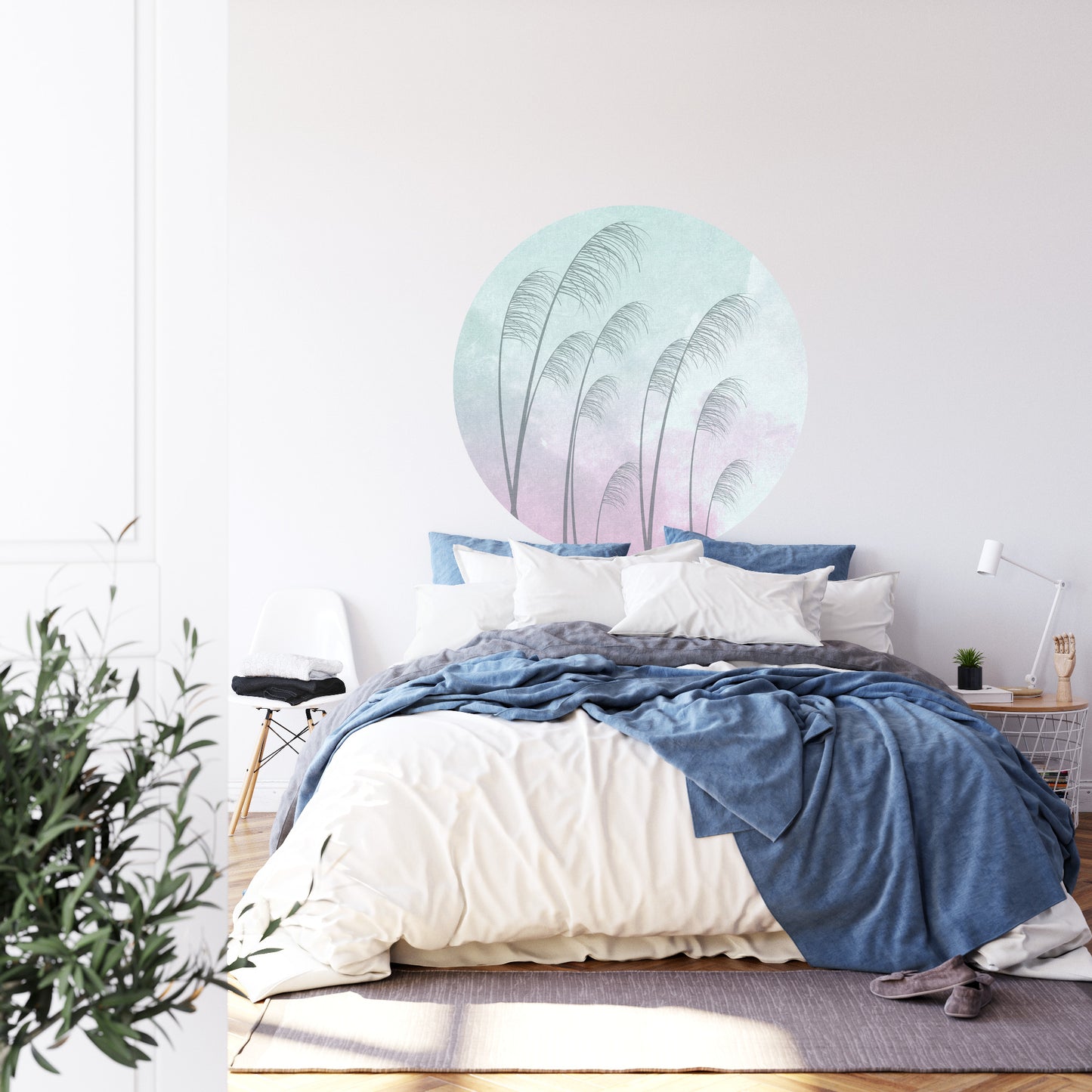 Circular Mural Pampas Clouds