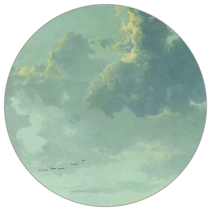 Circular Mural Oil And Canvas Clouds