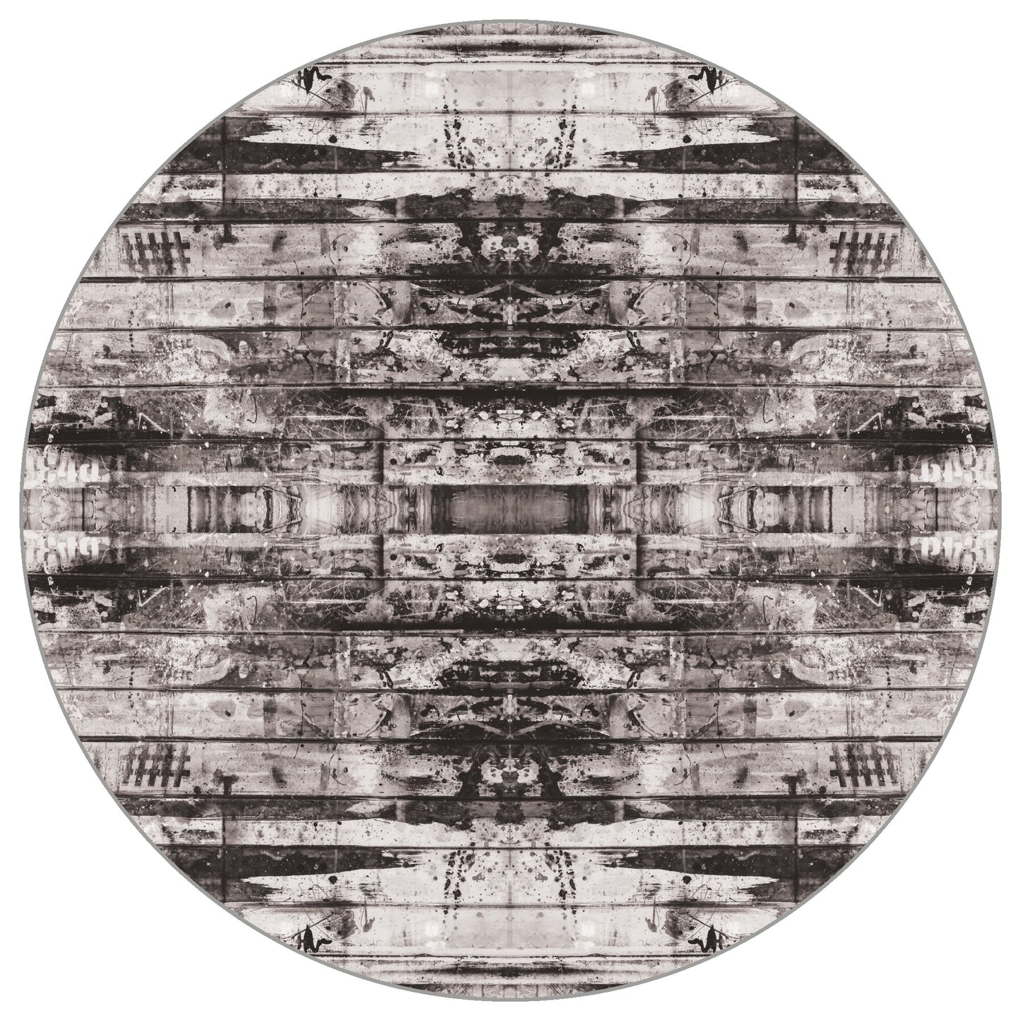 Circular Mural Urban Kaleidoscope In Monochrome