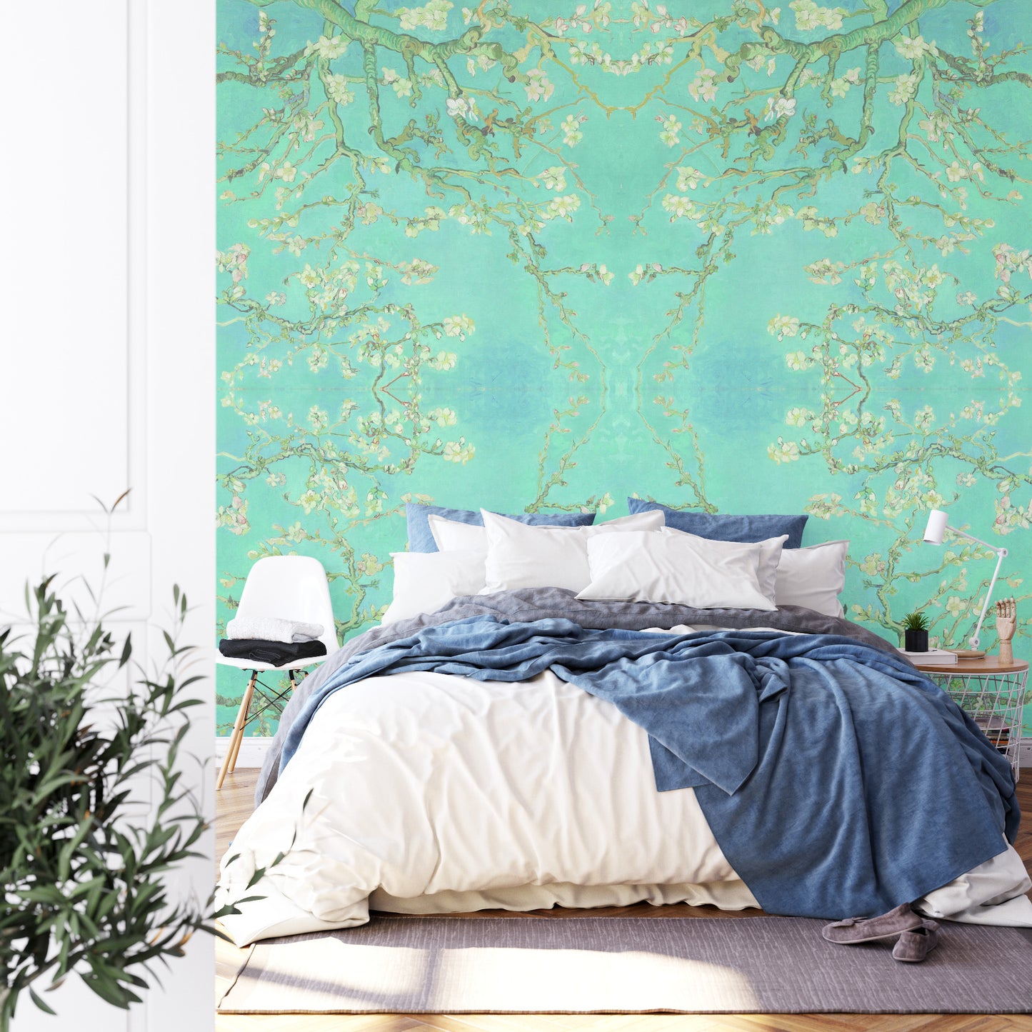 Square Wallmural Almond Blossoms