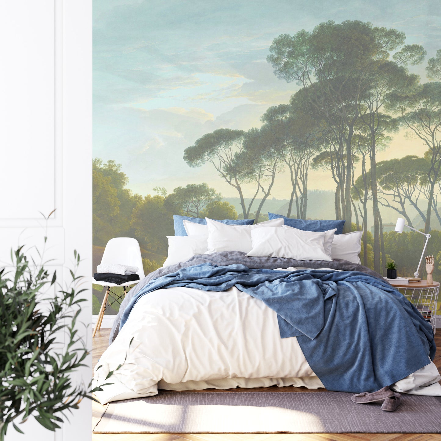 Square Wallmural Italian Landscape With Umbrella Pines