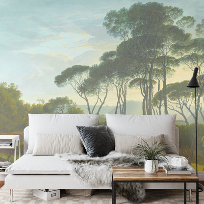 Square Wallmural Italian Landscape With Umbrella Pines