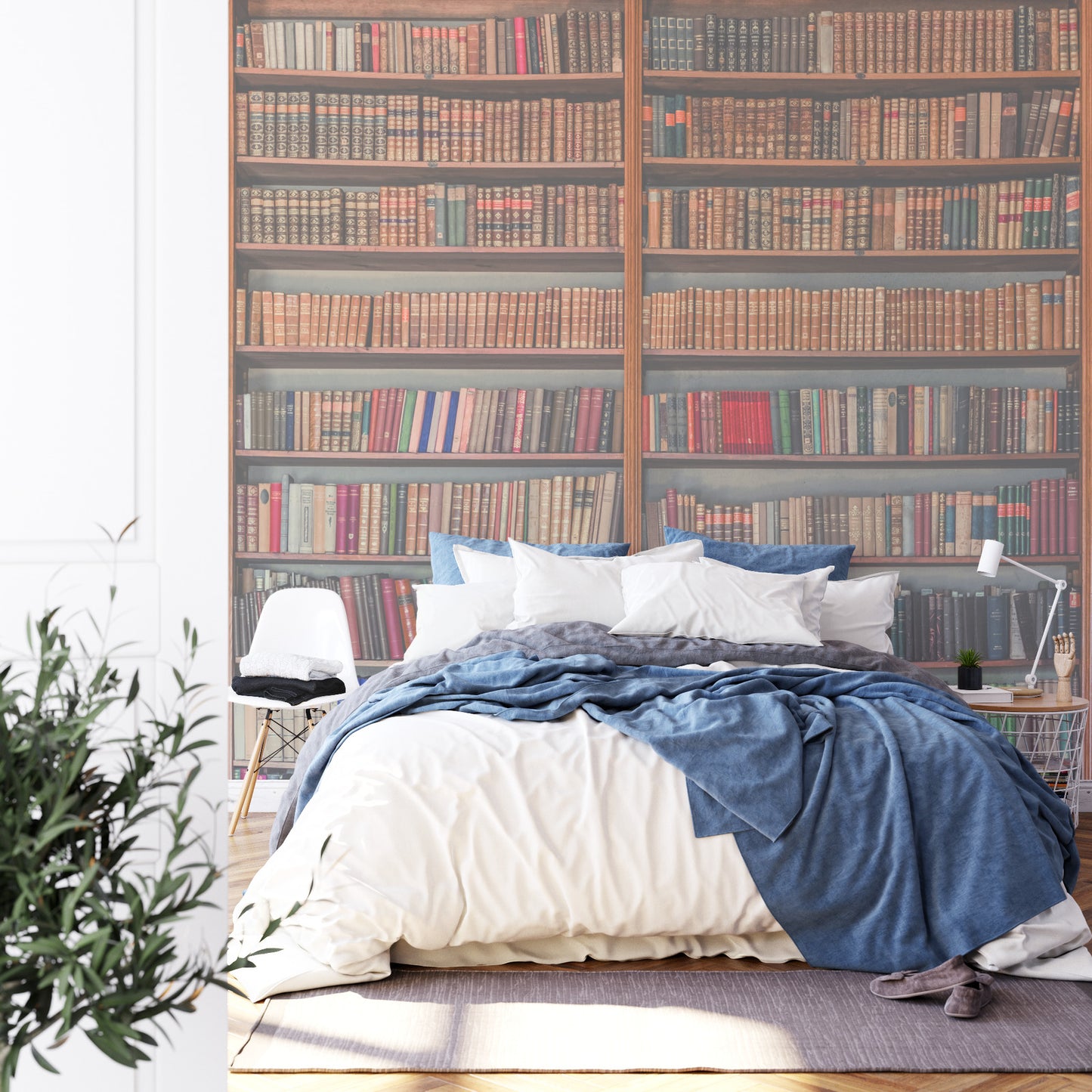 Square Wallmural My Library By Miroslaw