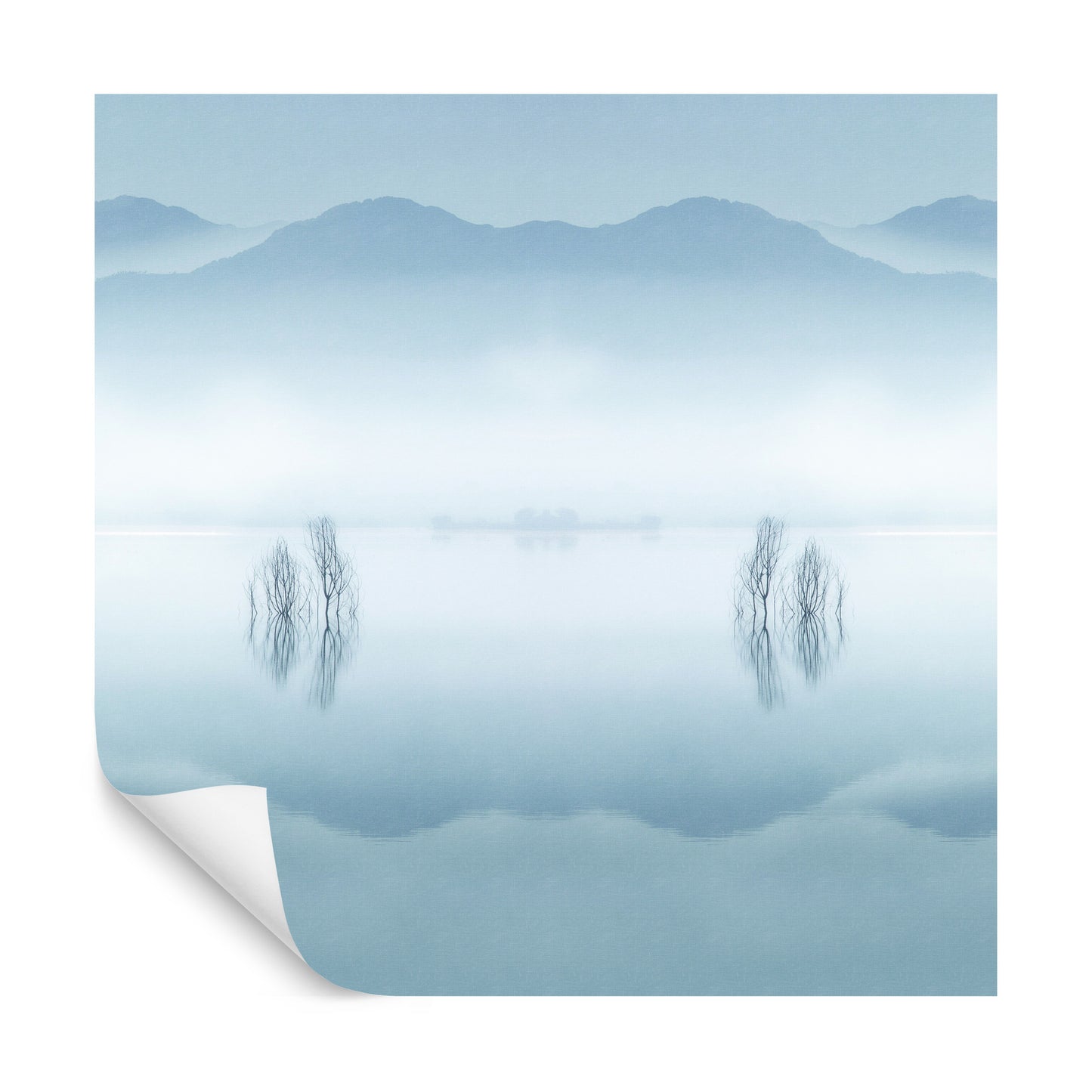 Square Wallmural Blue Silence By Jose Beut