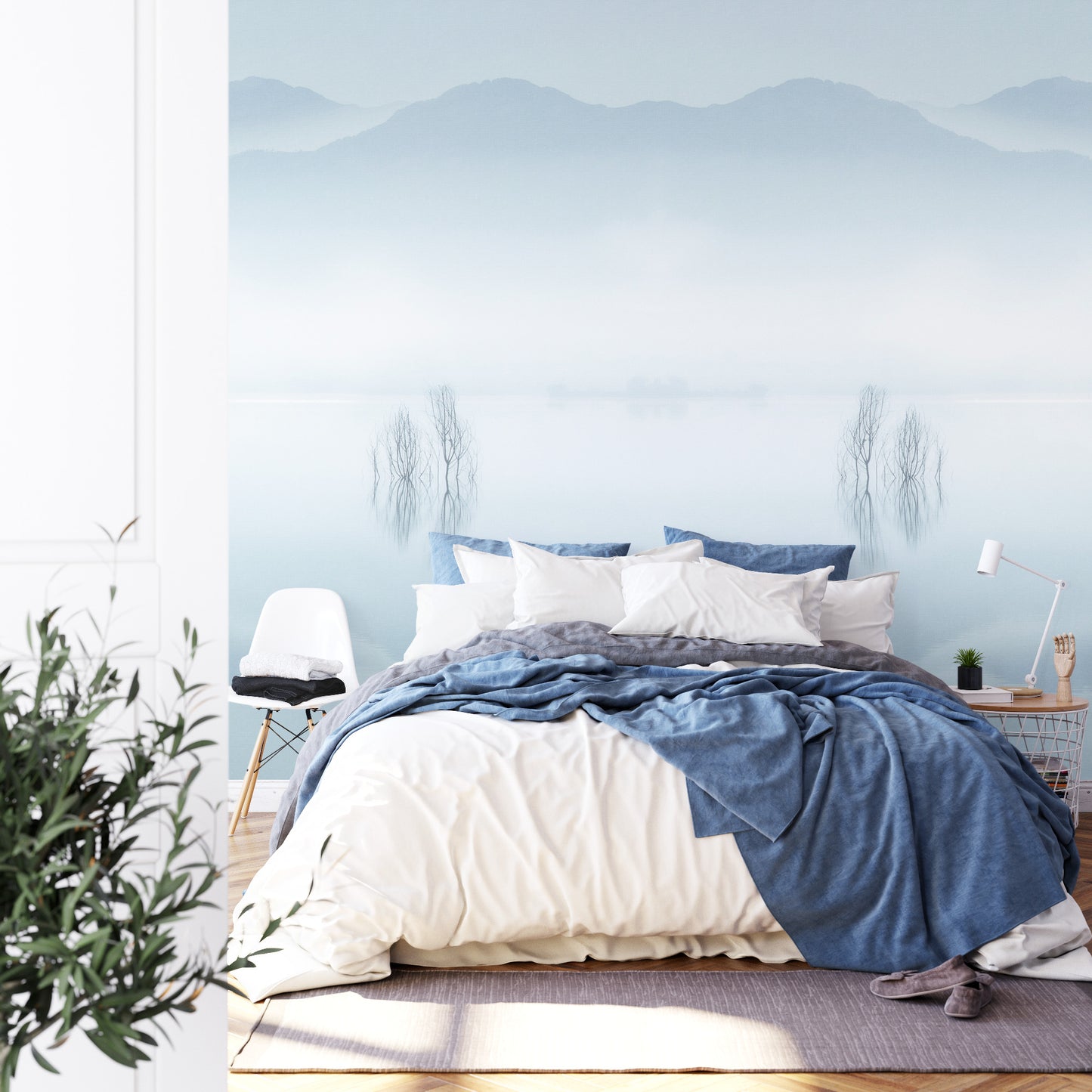 Square Wallmural Blue Silence By Jose Beut