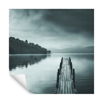 Square Wallmural Lake View With Pier Ii By George Digalakis