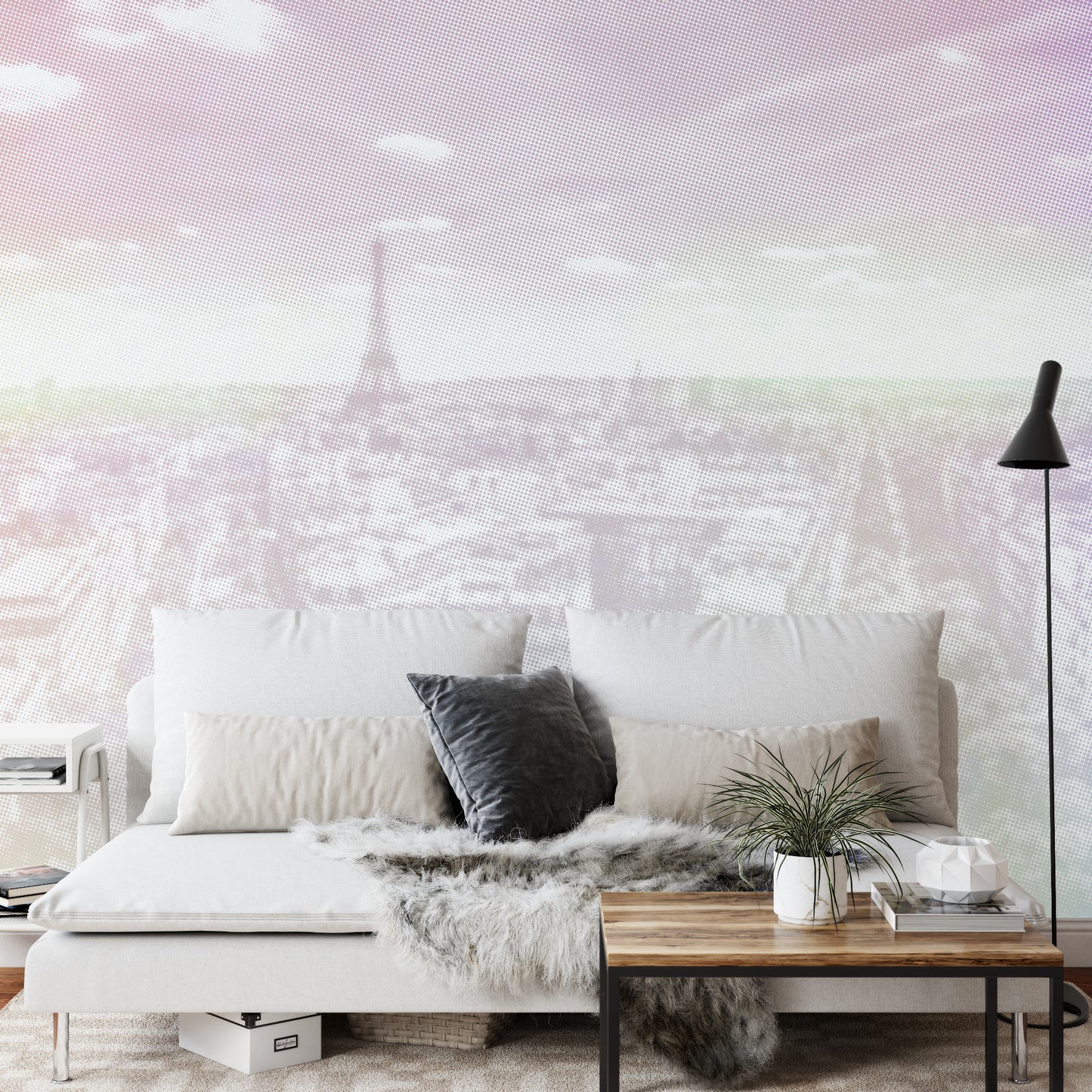 Square Wallmural Paris Halftone