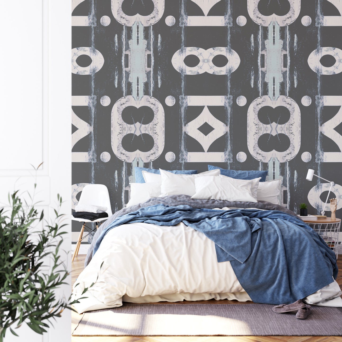Square Wallmural Industria In Blue
