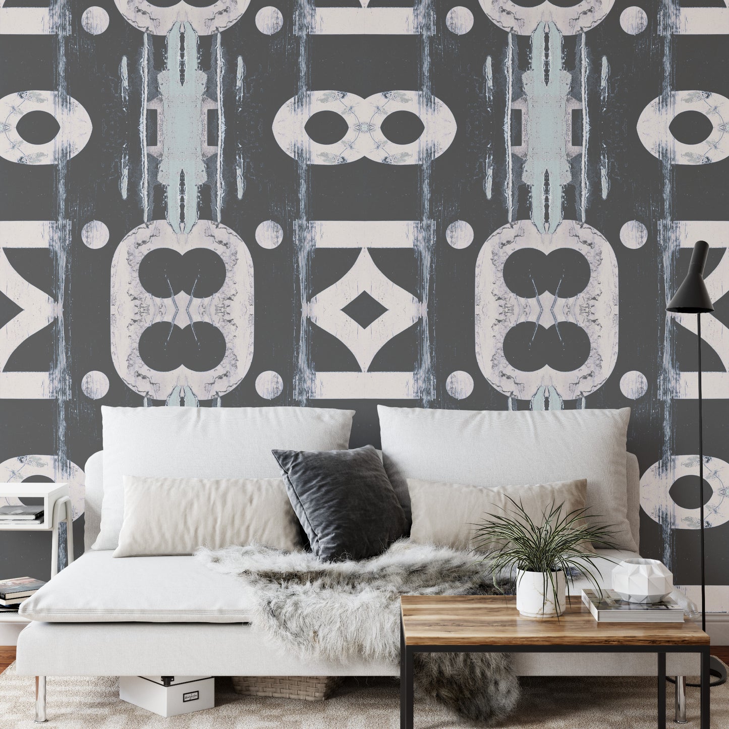 Square Wallmural Industria In Blue