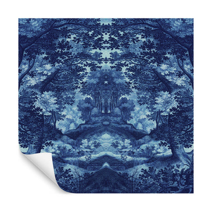 Square Wallmural Into The Forest In Blue