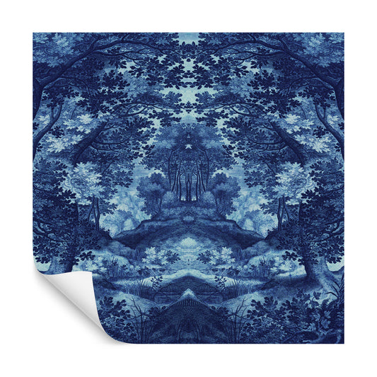 Square Wallmural Into The Forest In Blue