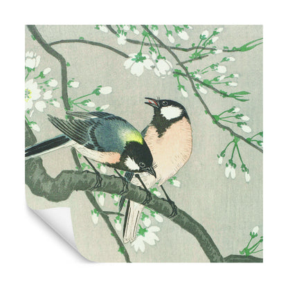 Square Wallmural Silk Birds
