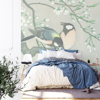 Square Wallmural Silk Birds