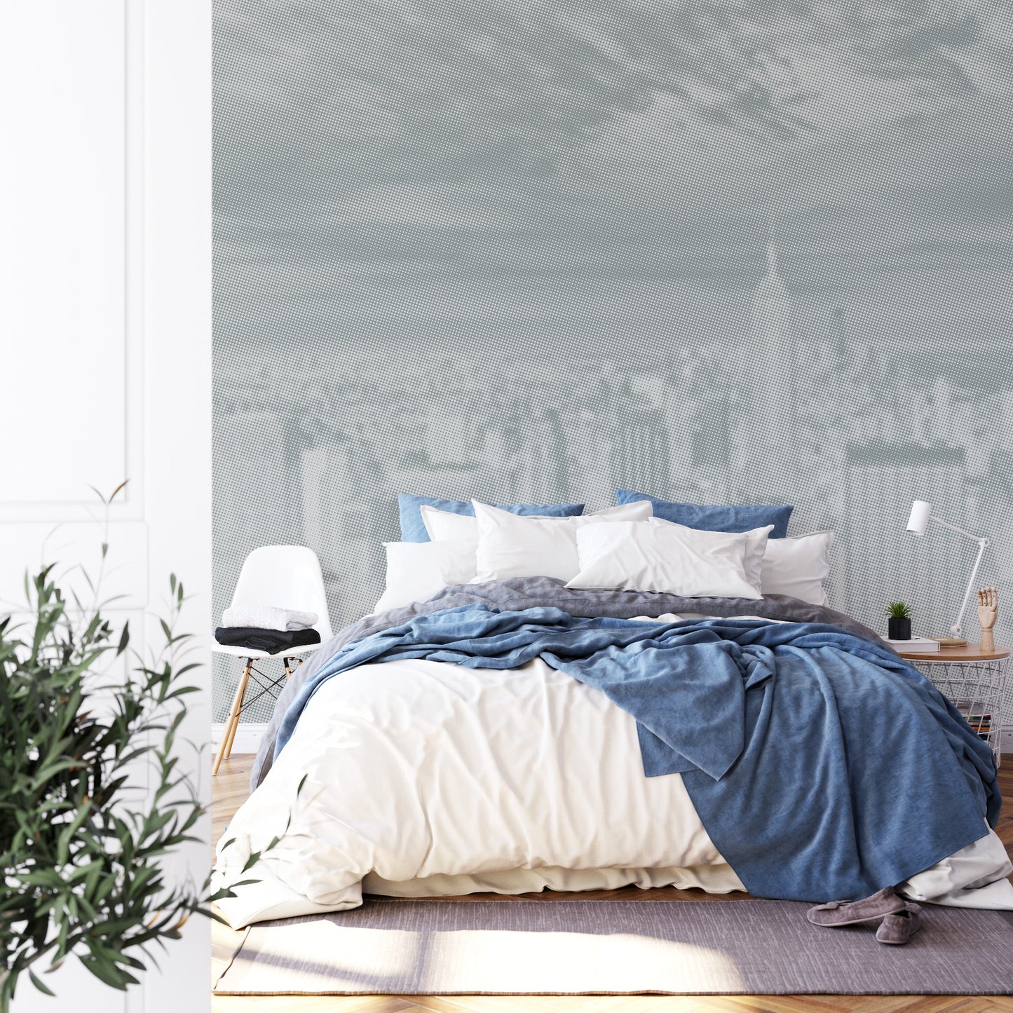 Square Wallmural New York Halftone In Negative