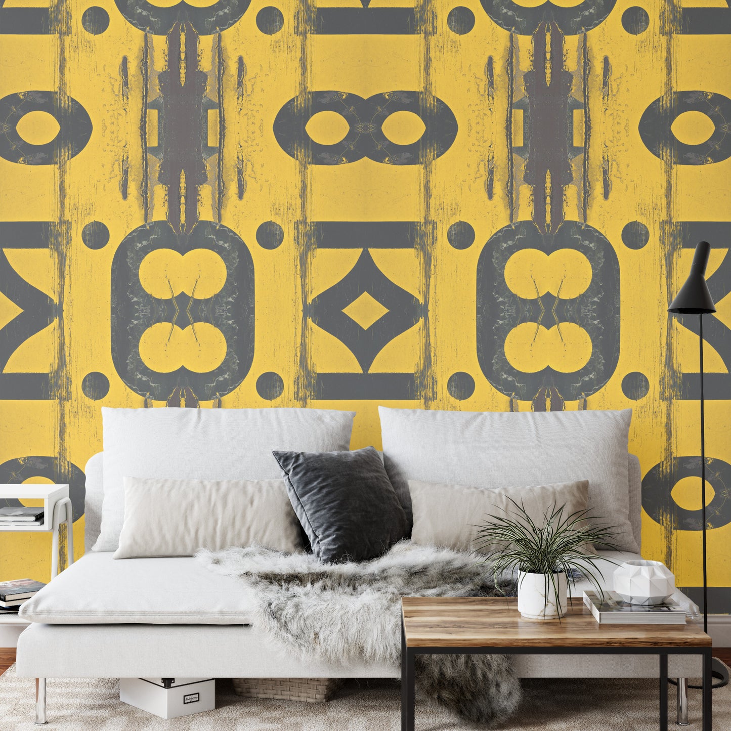 Square Wallmural Industria In Yellow