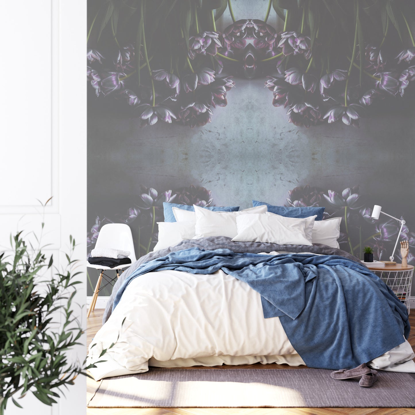 Square Wallmural Tulip Noir