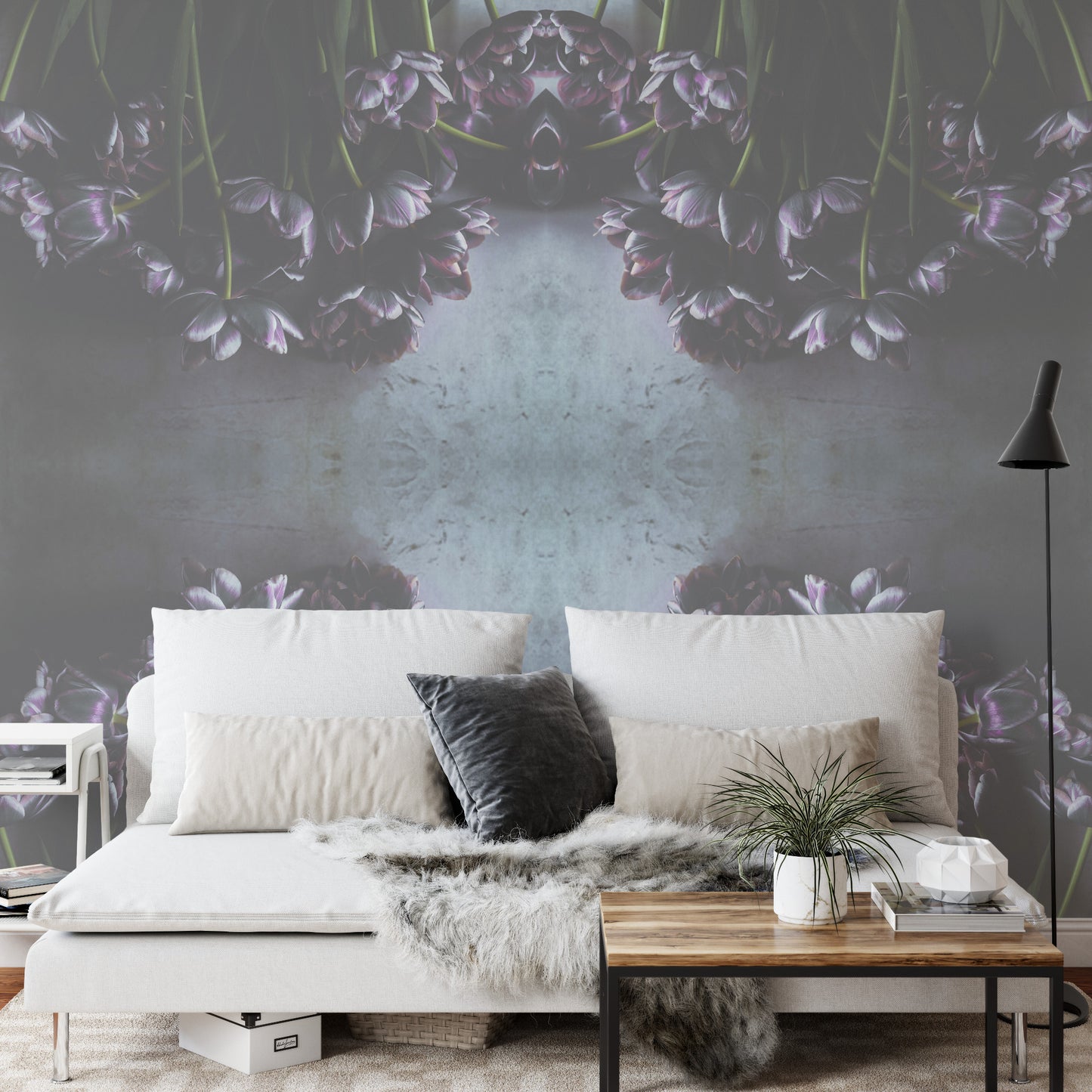 Square Wallmural Tulip Noir