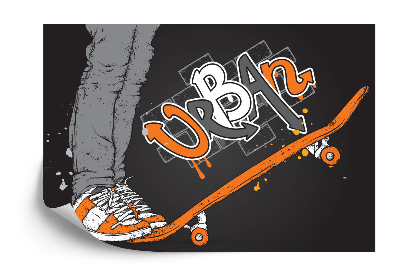 Photomural Skater And Skateboard