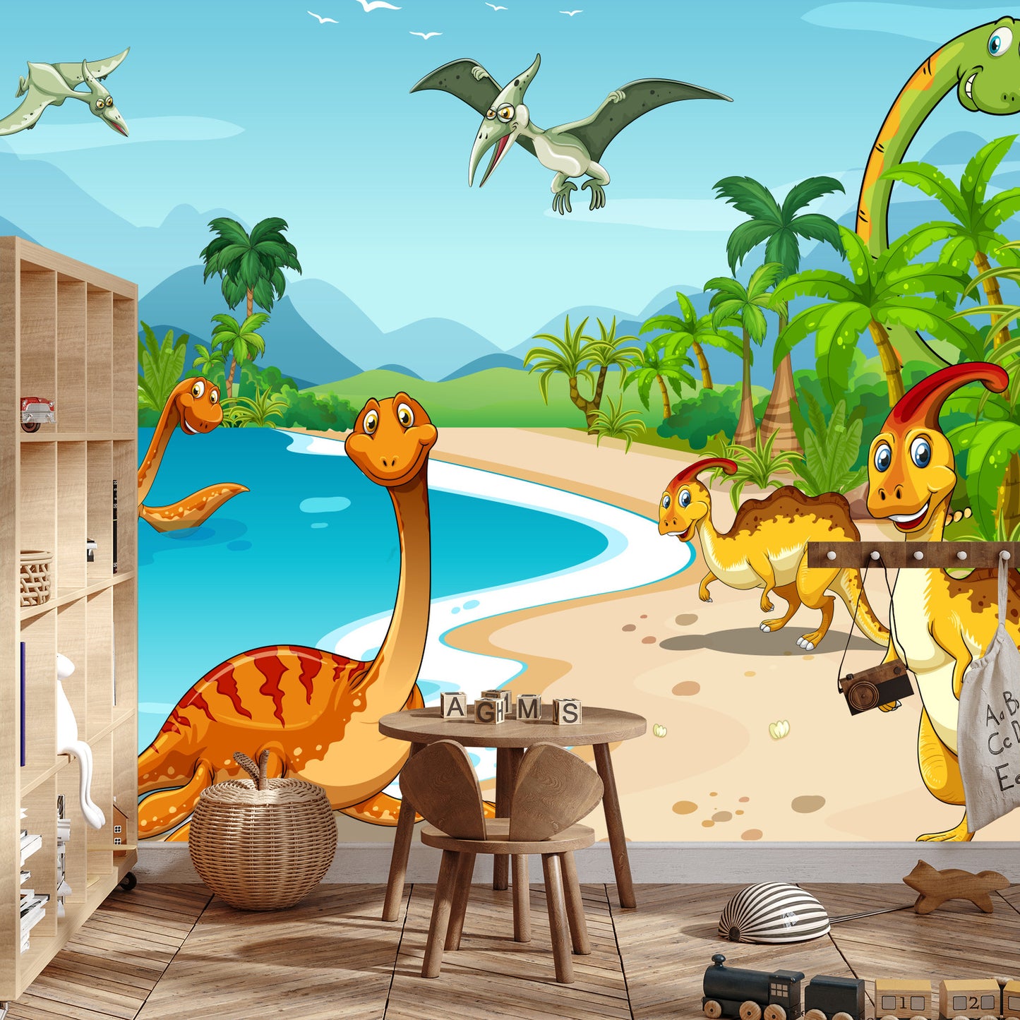 Photomural Dinosaurs On The Beach