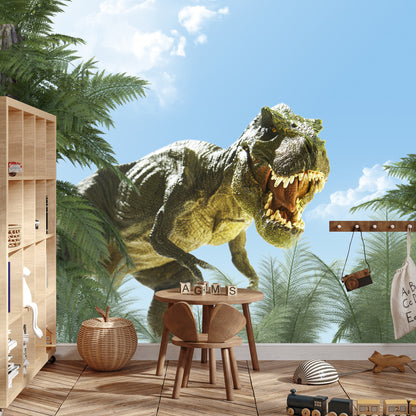 Photomural Big T-Rex Dinosaur And The Palm