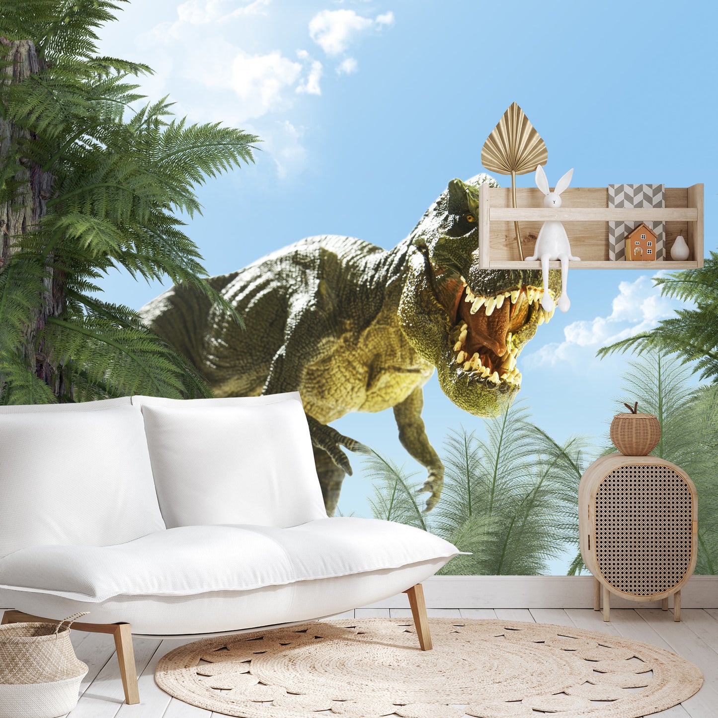 Photomural Big T-Rex Dinosaur And The Palm