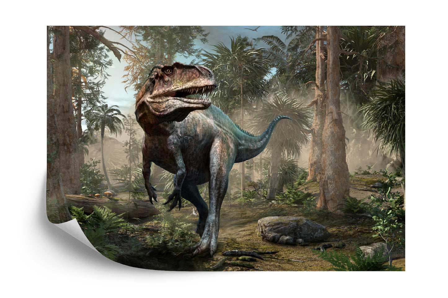 Photomural Realistic Dinosaur And Palm Trees