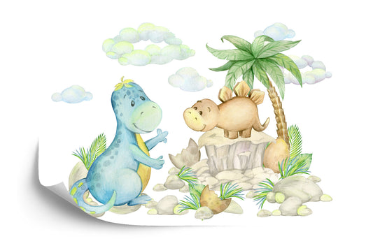Photomural Little Dinosaurs On The Stones
