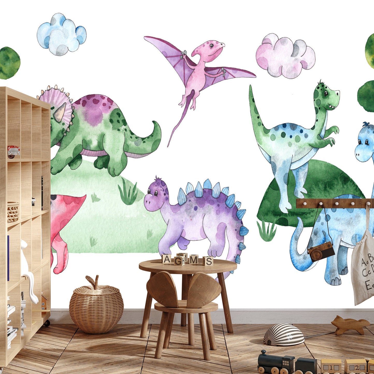 Photomural Pastel Dinosaurs In A Glade