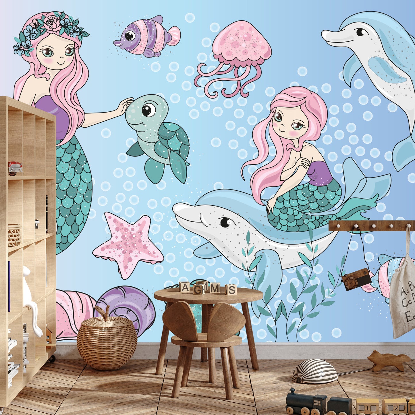 Photomural Mermaids With Sea Animals