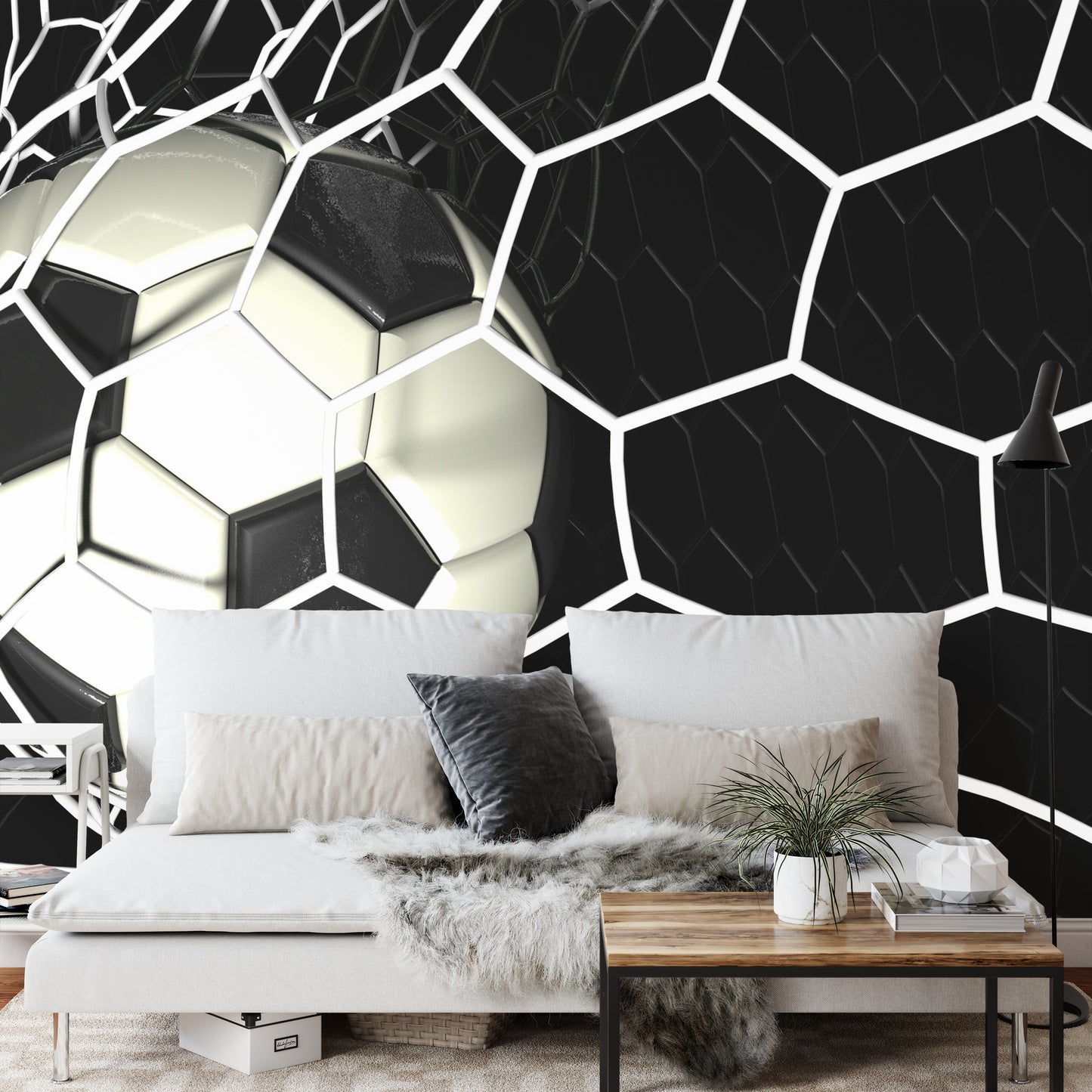 Photomural 3D Soccer Ball In Net