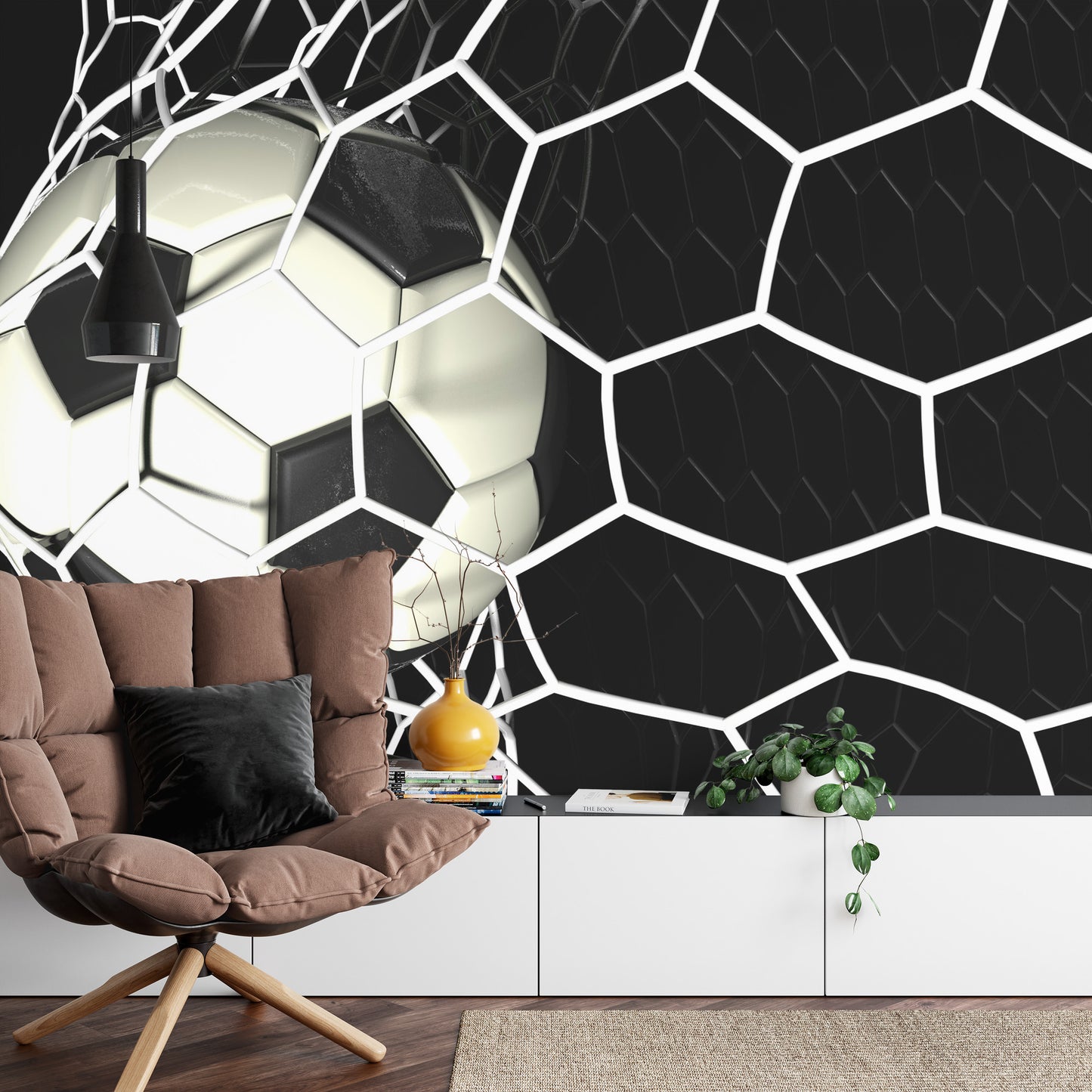 Photomural 3D Soccer Ball In Net