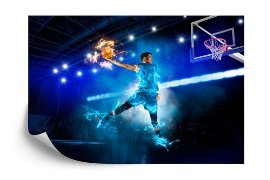 Photomural Burning Basketball Player