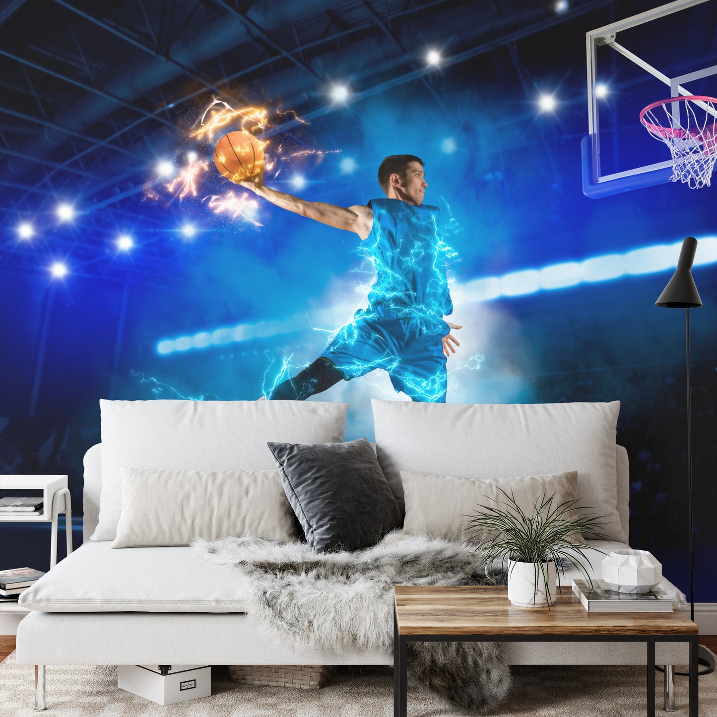 Photomural Burning Basketball Player