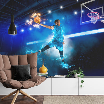 Photomural Burning Basketball Player