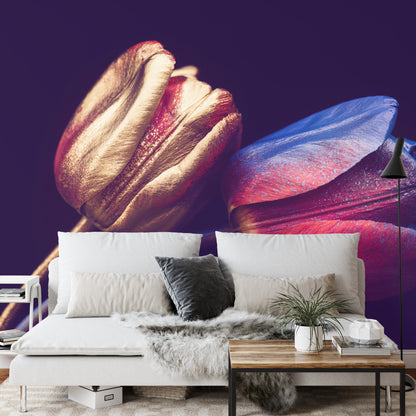 Photomural Tulips With Golden Elements