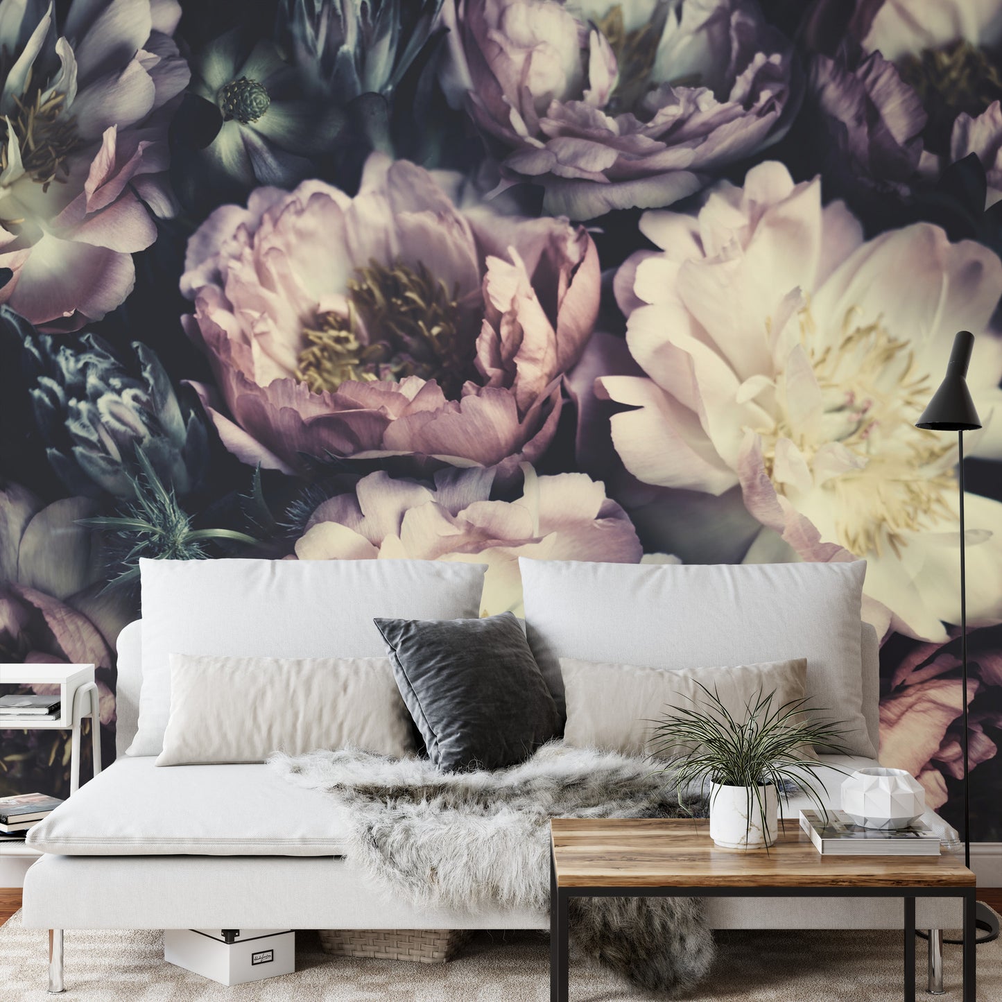 Photomural Colourful Vintage Peonies